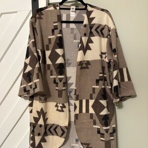 Sew In Love Geometric Patterned Cardigan - Brown and Cream